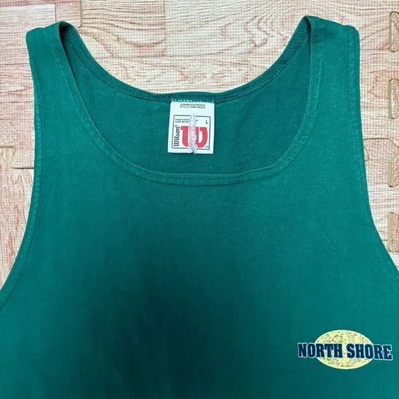 VTG Wilson North Shore Hawaii Surfing Tank Top Large Green Sleeveless Shirt RARE - Picture 2 of 15
